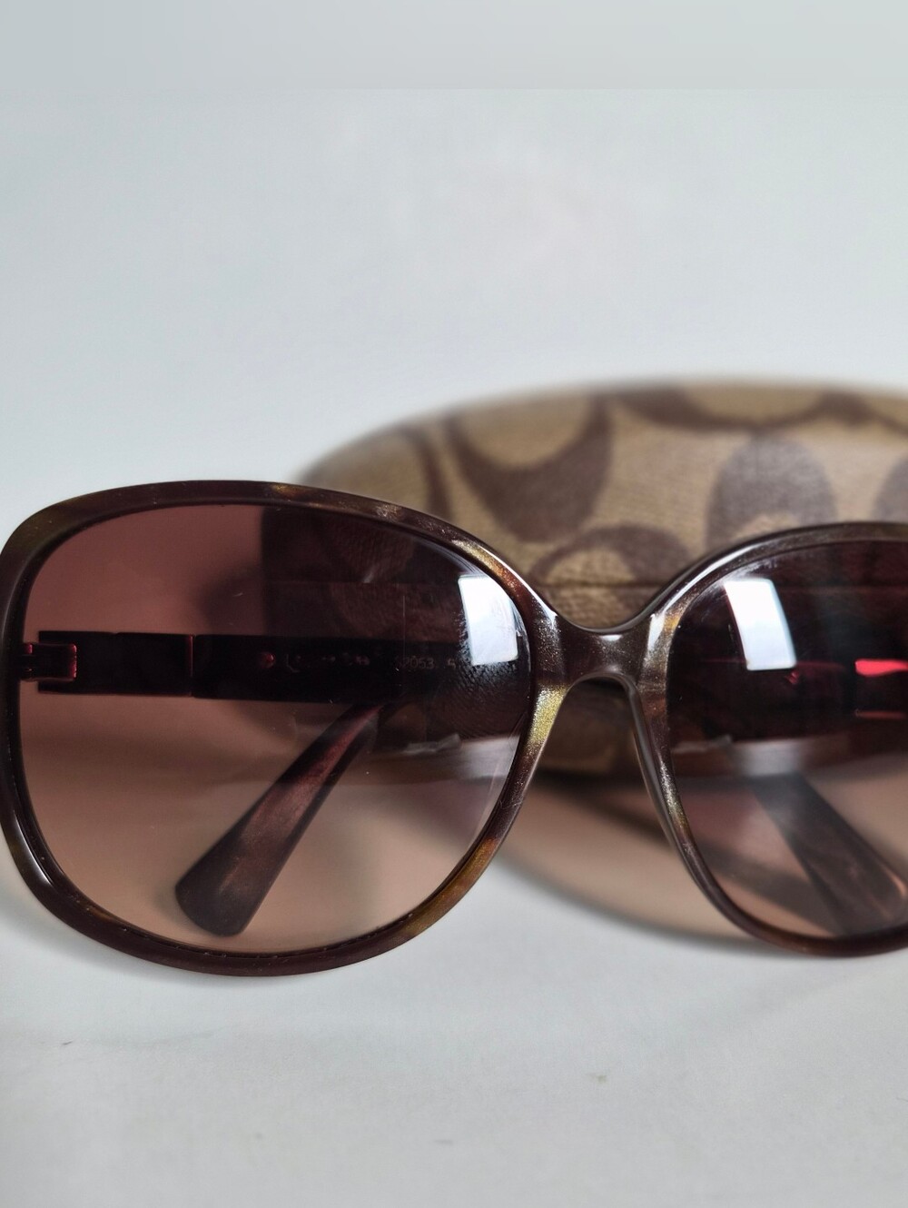 Vintage Y2K Coach S2053 Oversized Sunglasses Brown Gradient + Case